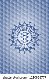 traffic light icon inside blue emblem with geometric pattern background.