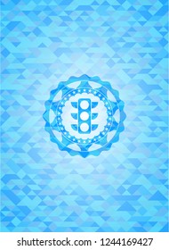 traffic light icon inside light blue emblem with mosaic background