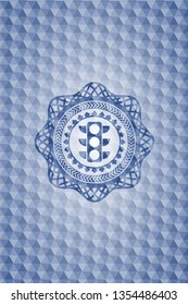 traffic light icon inside blue emblem or badge with abstract geometric polygonal pattern background.