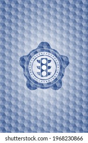 traffic light icon inside blue emblem or badge with abstract geometric polygonal pattern background. 