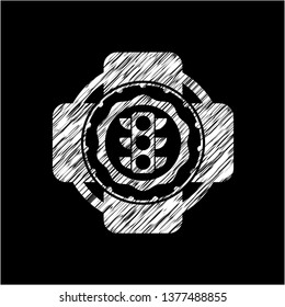 traffic light icon inside chalk emblem