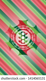 traffic light icon inside christmas badge.
