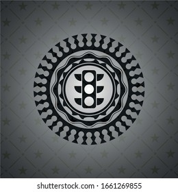 traffic light icon inside dark badge or emblem