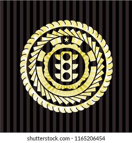 traffic light icon inside gold badge
