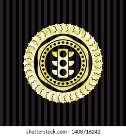traffic light icon inside gold badge