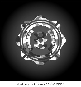 traffic light icon inside grey camouflage emblem