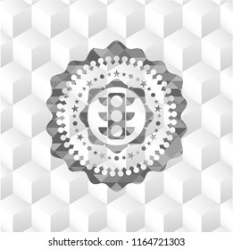 traffic light icon inside grey emblem. Retro with geometric cube white background