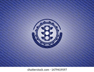 traffic light icon inside jean background