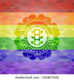 traffic light icon inside lgbt colors emblem 