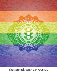 traffic light icon inside lgbt colors emblem 