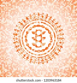 traffic light icon inside orange mosaic emblem with background