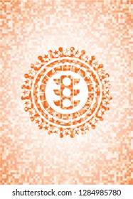 traffic light icon inside orange tile background illustration. Square geometric mosaic seamless pattern with emblem inside.