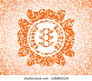 traffic light icon inside orange tile background illustration. Square geometric mosaic seamless pattern with emblem inside.