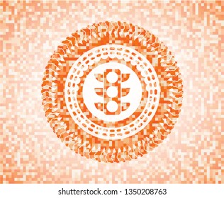 traffic light icon inside orange mosaic emblem
