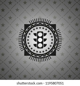 traffic light icon inside realistic black emblem