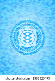 traffic light icon inside realistic sky blue mosaic emblem