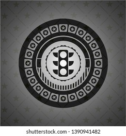 traffic light icon inside realistic black emblem
