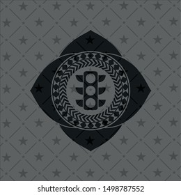 traffic light icon inside realistic black emblem