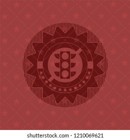 traffic light icon inside retro red emblem