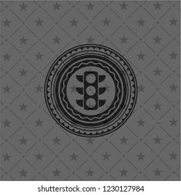 traffic light icon inside retro style black emblem