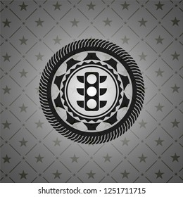 traffic light icon inside retro style black emblem