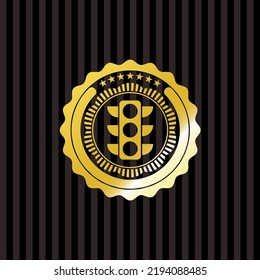 traffic light icon inside shiny badge. 