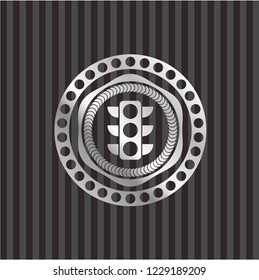 traffic light icon inside silver badge or emblem