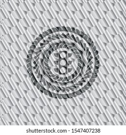traffic light icon inside silver shiny badge. Scales pattern. Vector Illustration. Detailed.