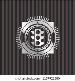 traffic light icon inside silvery badge