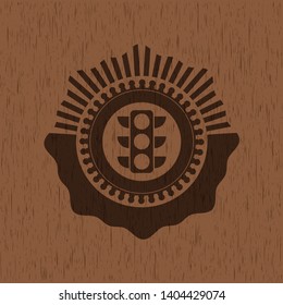 traffic light icon inside wood signboards