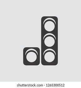 Traffic light icon isolated of flat style. Vector illustration.
