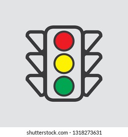 Traffic light icon isolated of flat style. Vector illustration.