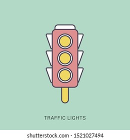 Traffic light icon isolated on white background. solid color with outline concept.