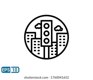 traffic light icon isolated on white background. vector illustration in line style. EPS 10