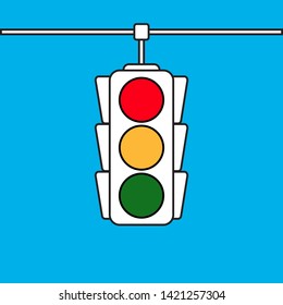 traffic light icon. traffic light layout isolated on blue background. flat vector illustration eps10