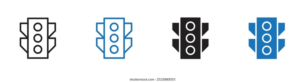Ícone de semáforo gráficos lineares definem vetor em preto
