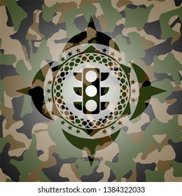 traffic light icon on camo texture