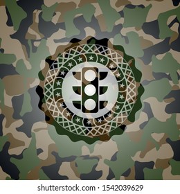 traffic light icon on camo pattern