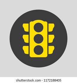 Traffic light icon on gray background. Vector illustration