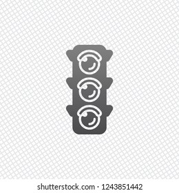Traffic light icon. On grid background