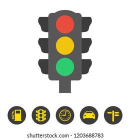 Traffic light icon on white background. Vector illustration