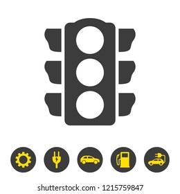 Traffic light icon on white background. Vector illustration