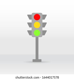Traffic light icon on white. Vector sign. Flat design