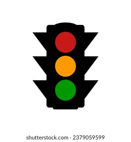 Traffic light icon on white background. Vector illustration.