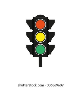 Traffic light icon on white background. Vector illustration.