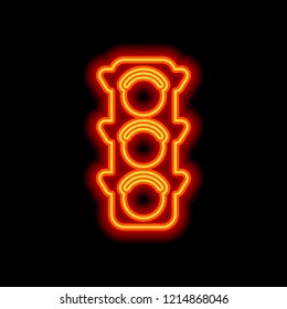 Traffic light icon. Orange neon style on black background. Light icon