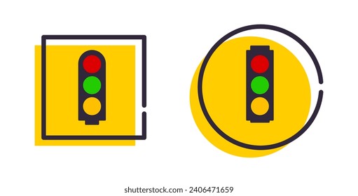 Traffic light icon outline style. Stoplight street symbol. Vector illustration