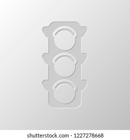 Traffic light icon. Paper design. Cutted symbol. Pitted style