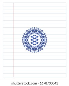 emblema de la pluma de icono de semáforo. Tinta azul. Ilustración vectorial. Detallado.