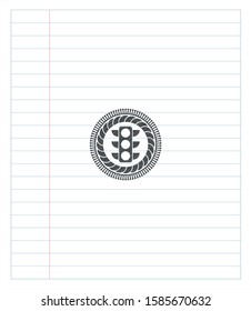 traffic light icon pencil effect. Vector Illustration. Detailed.